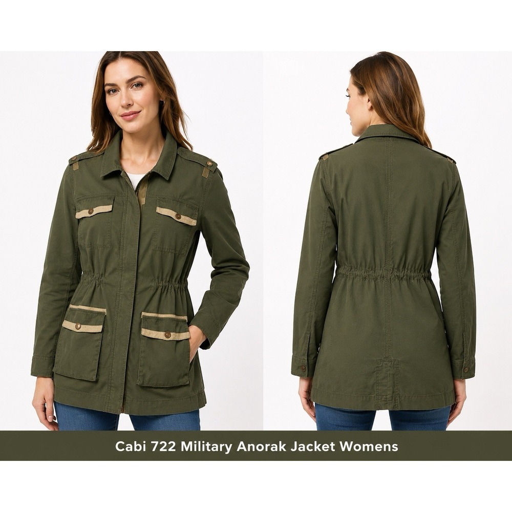 Cabi 722 Military Anorak Jacket Womens M Army Olive Green Cargo Utility Coat